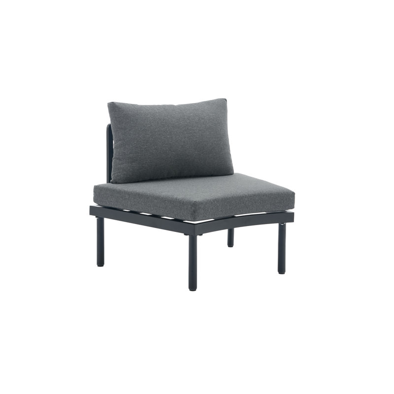 Canapé d'extérieur pour 2 personnes avec coussins, Coussin gris / cadre noir