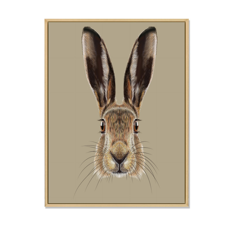 Portrait of Hare II - Traditional, reproduction d'art sur toile, Cadre érable, H 41 po x l 30 po
