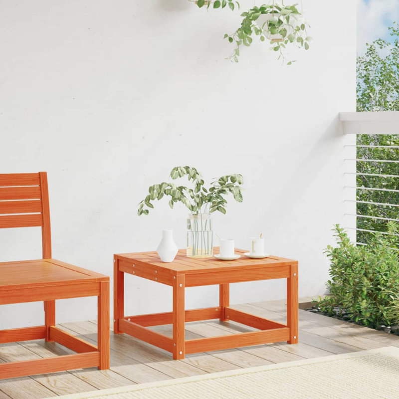 Garden Footstool Solid Wood Pine, Wax Brown