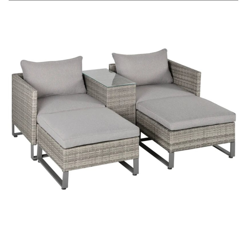 Alicha 69 cm W Wicker Patio Corner Sofa Set with Cushions