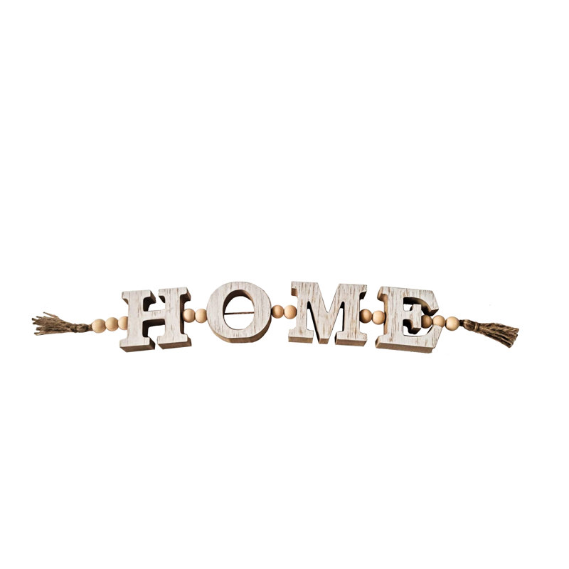 Pompon en bois blanc avec perles 25,25 po