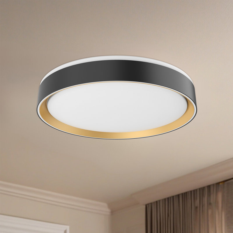 Essex 1 - Light LED Flush Mount, White/Walnut
