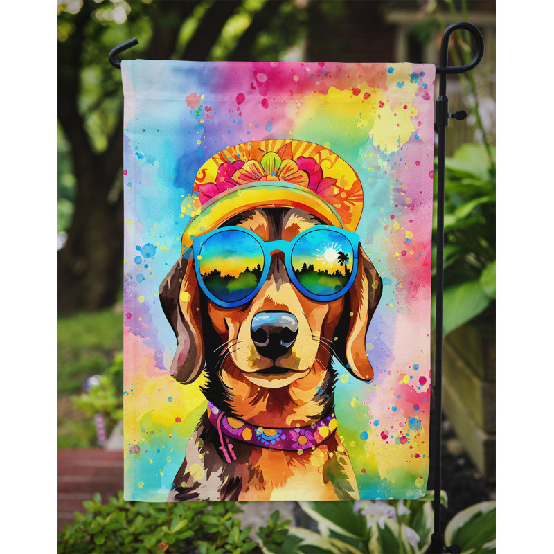 Drapeau de jardin Hippie Dawg, Teckel