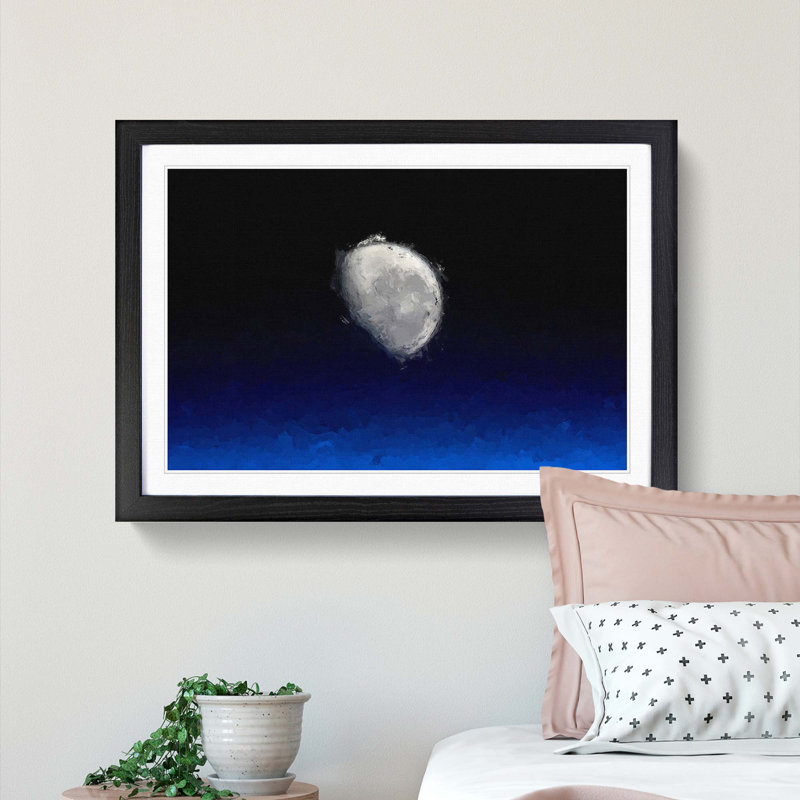 Close up of the Moon in Abstract - Picture Frame Graphic Art Print, Black Framed, 62cm H x 87cm W x 2cm D