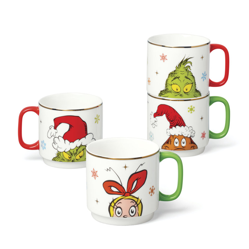 Merry Grinchmas Stackable Mugs, Set of 4