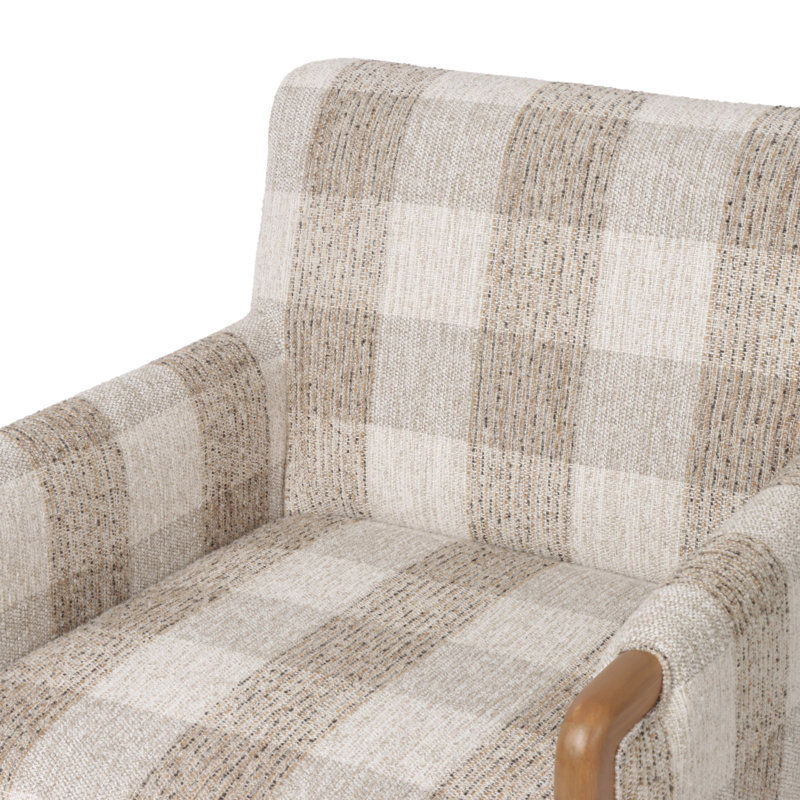 Ledger Upholstered Arm Chair, Brown Polyurethane