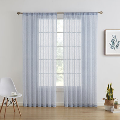 Hailey Faux Linen Sheer Curtain Panels