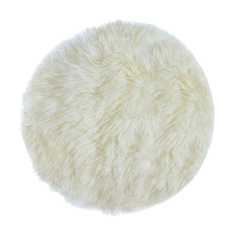Tapis rond en peau de mouton de couleur unie fabriqué à la main, Rectangle 6 pi x 7 pi