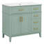 Meuble-lavabo mural moderne vert clair de 36 pouces, comptoir en céramique, porte d'armoire à fermeture en douceur et 4 tiroirs de rangement fonctionnels, mobilier de salle de bain pratique à usage quotidien-133663402