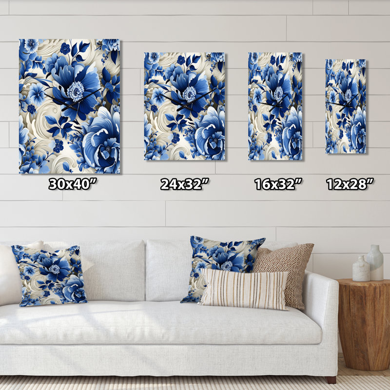 Jannan - Horloge murale moderne florale, H 32 po x l 16 po x P 1 po