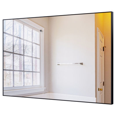 Modern Black Bathroom Mirror 36X24 Inches - Lightweight Aluminum Frame, Easy Installation For Bedroom, Living Room 36'' X 24'' Wall With Frame -Proof, Bathroom, Room, Dressing