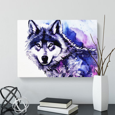 Wolf In Watercolour Abstract - Wrapped Canvas