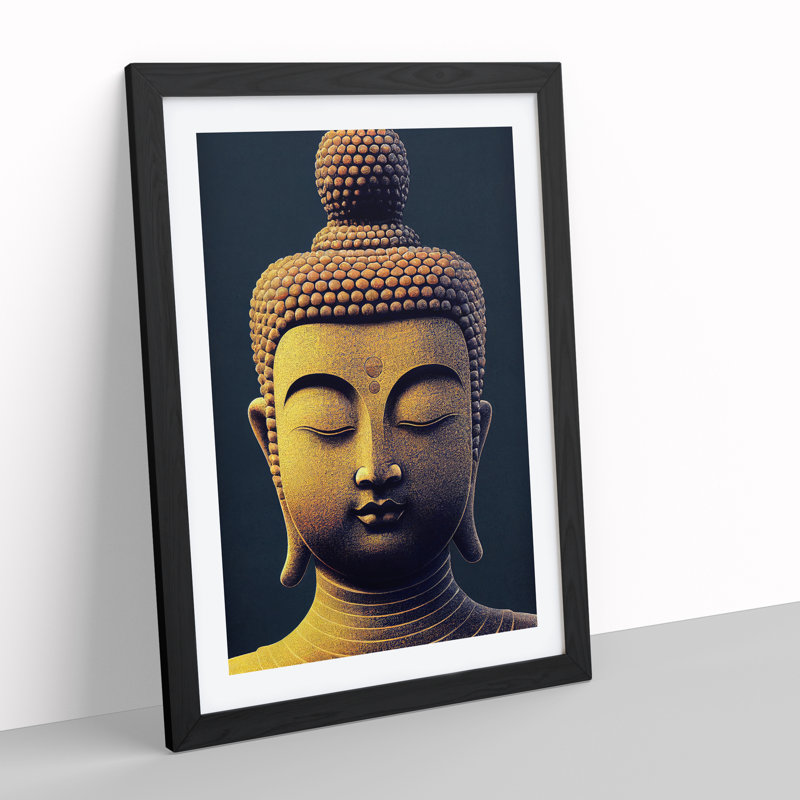 Golden Buddha No.2 - Single Picture Frame Print, Black, 46cm H x 34cm W x 2cm D