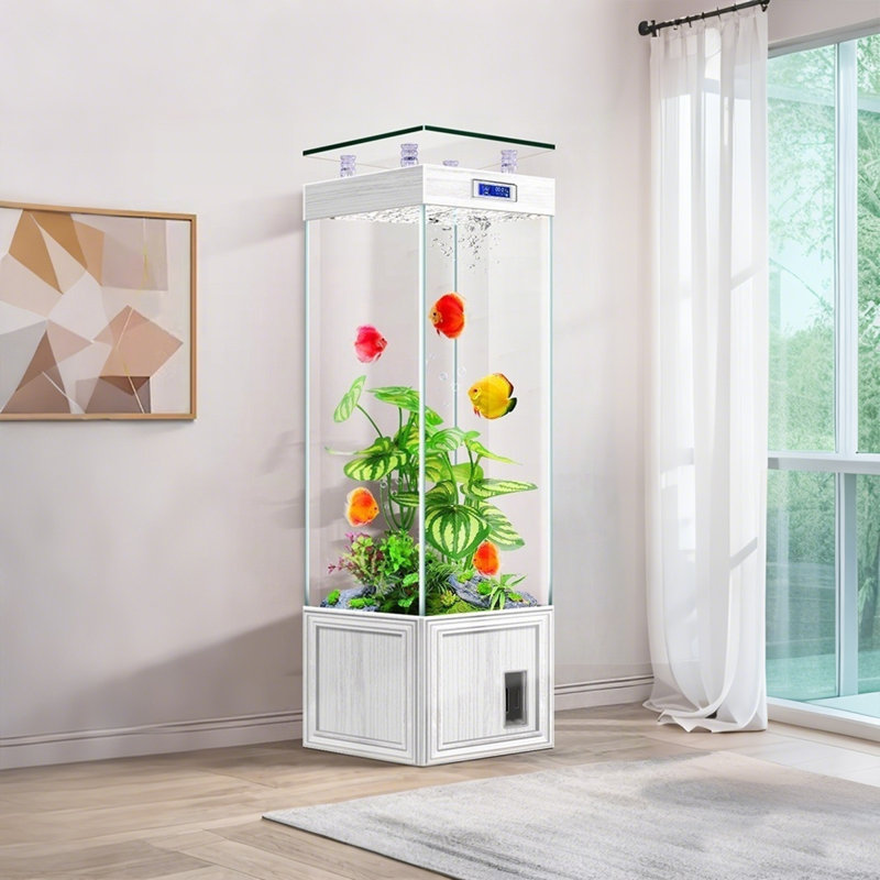 Aquarium 24,41 po petit et moyen vertical, 52.85 Gallon (55.91" H x 24.41" W x 15.75" D), Clear/White