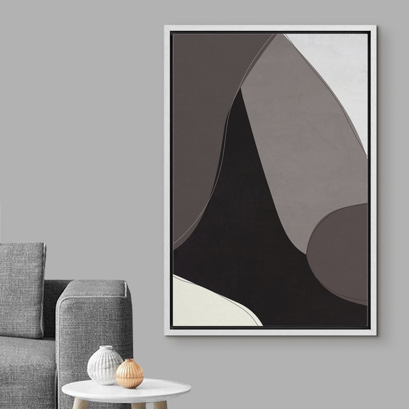 IDÉE4WALL abstrait alternant foncé et beige EVA12, H 36 po x l 24 po x P 1,5 po, Blanc
