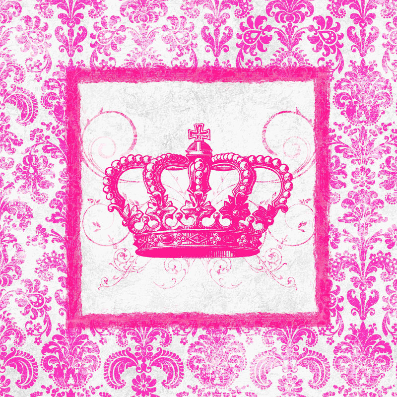 Couronne rose - peinture sur toile tendue, H 12 po x l 12 po