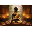 Statue de Bouddha en laiton fait à la main 19 pouces Bhumisparsha Mudra noir et doré pour l'autel et la méditation