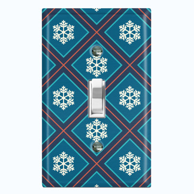 Christmas Plaid Snow Flakes 1 - Gang Toggle Light Switch Standard Wall Plate