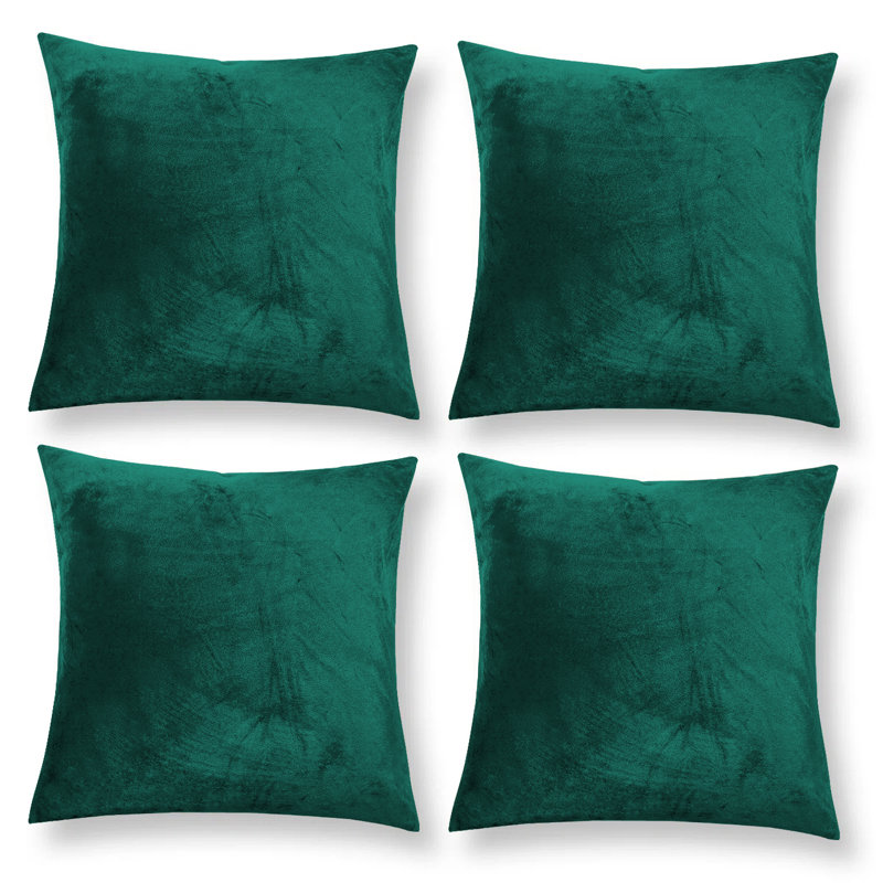 Heavy Crushed Classic Velvet Throw Pillow Cover (Pack of 4), Green Emerald