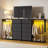 49" Dresser with Hanging Rack & LED Lights, 6-Drawer Closet Organizer with Charging Station-1881731817