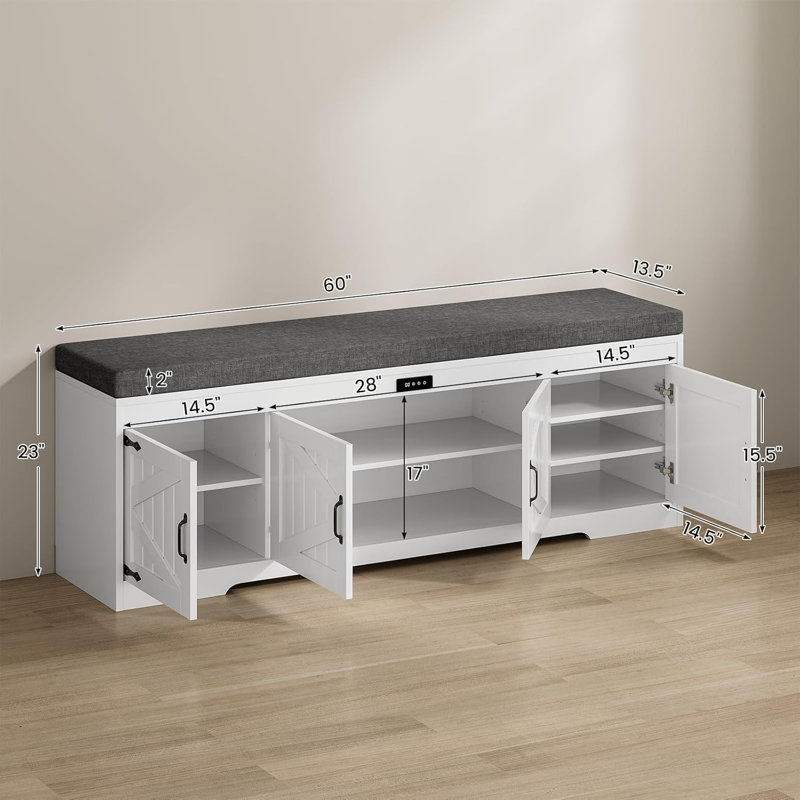 Banc de rangement pour chaussures avec désodorisant Farmhouse