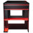 Full Size Wooden Gaming Bunk Bed with Desk, 2 Storage Shelves, USB Ports & LED Light, Black and Red-517322502-517322503
