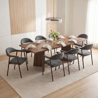 Table de salle à manger rectangulaire en bois Amiin 63 po avec 8 chaises de cuisine modernes rembourrées