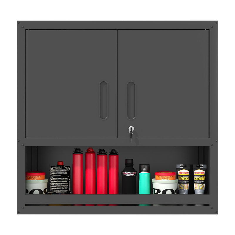 Metal Locking Tool Cabinet with Adjustable Shelf - Wall-Mounted Storage Organizer for Garage, Warehouse & Office Organization