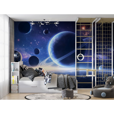Murale Saturn Planets - Papier peint galaxie pour chambre d'enfant Vn873 (Peel-N-Stick) VN873