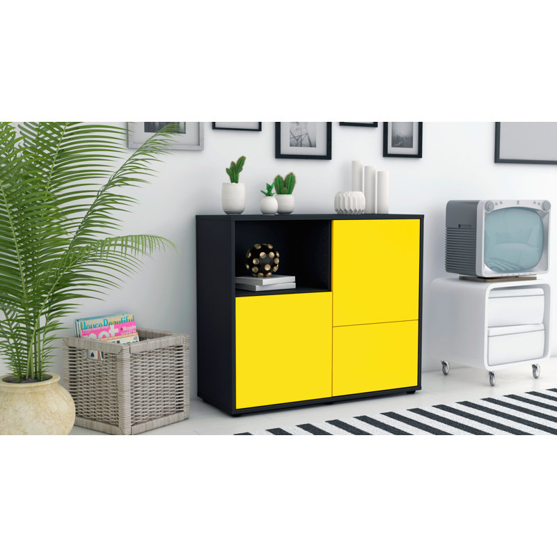 Powhattan 92cm Sideboard, Charcoal/Yellow