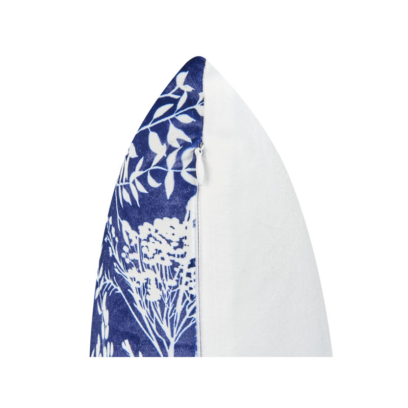 Set of 2 Outdoor Cushions GLIMMER Plant Pattern Blue, Rectangle 30cmH x 50cmW