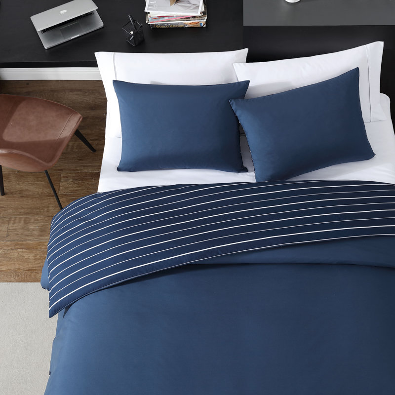 Nautica Longdale Solid Reversible Duvet Cover Set, Queen Duvet Cover + 2 Standard Sham