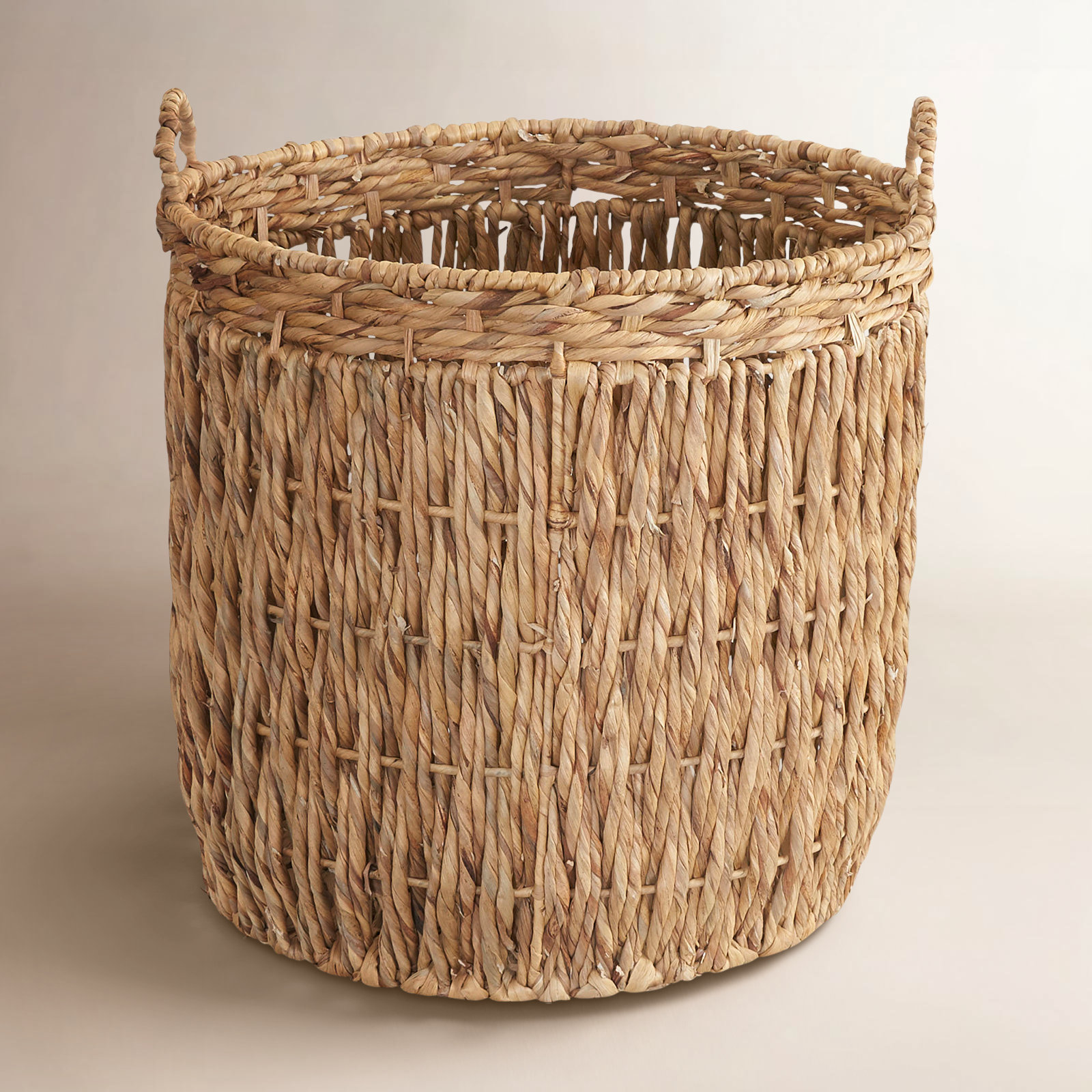Artyom Tall Round Floor Wicker Basket, Tan