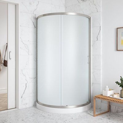 Ensemble de douche en coin Breeze, porte coulissante givrée, murs et poêle