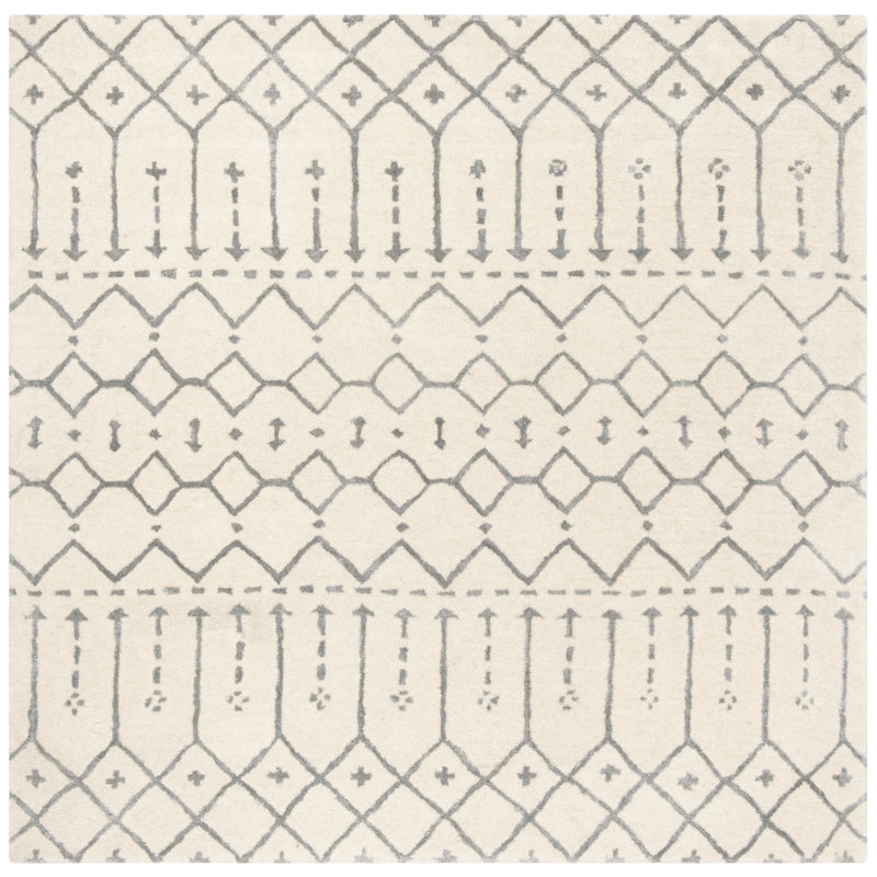 Griffiths Hand Tufted Wool Geometric Rug, Square 8'