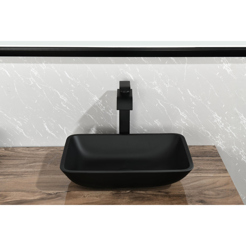 Matte Black Bathroom Sink With Faucet And Pop-Up - 18.13"W X 13.0"L 4"H Corrosion Drain 18.13"X13.0"X4