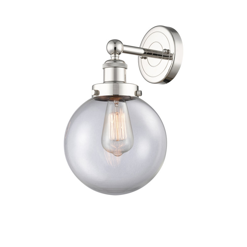 Chalkhill Armed Sconce, Clear, Polished Nickel