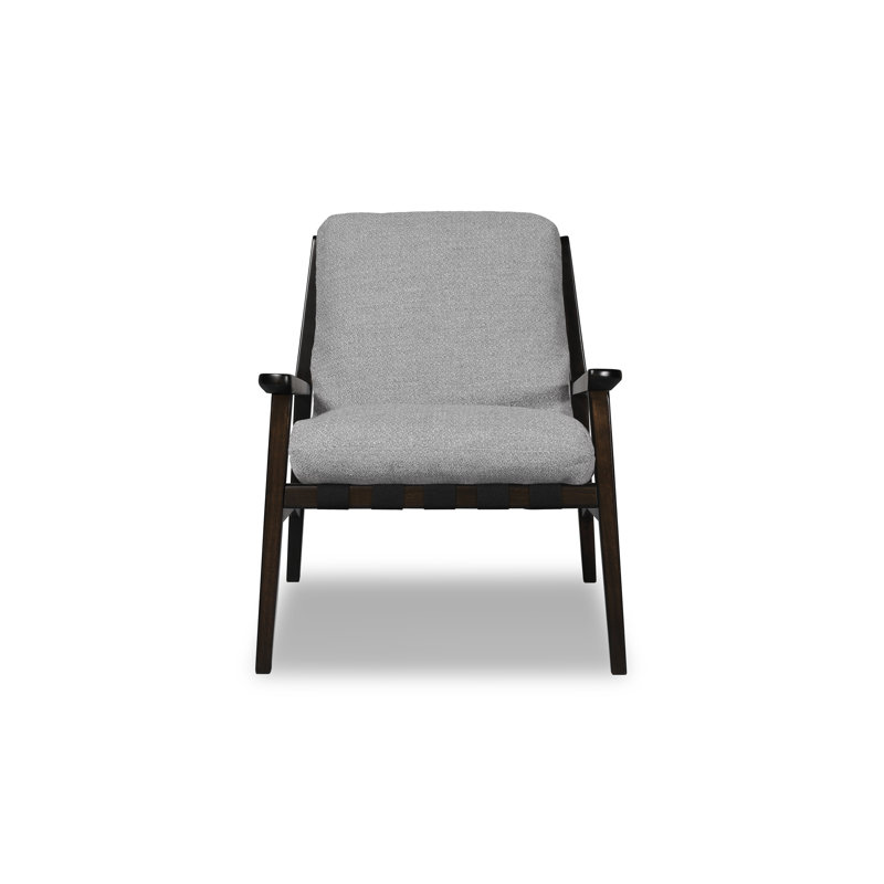 Méridienne Mid Century, Mélange de lin gris pierre, Gris anthracite