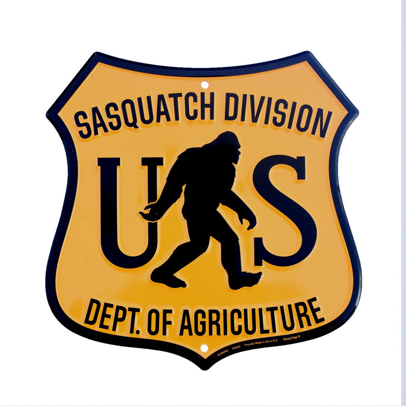 Sasquatch Division Bigfoot Metal Man Cave Mens Room Wall Sign Rustic Home Decor