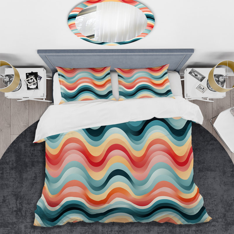 Ensemble de housse de couette à chevrons en polyester microfibre Colorful Whirls