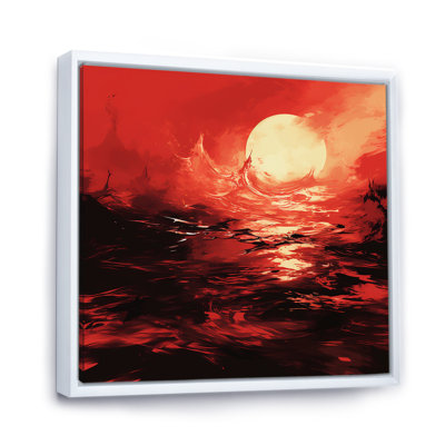 Red Crimson Sunset Storm - art mural coucher de soleil côtier