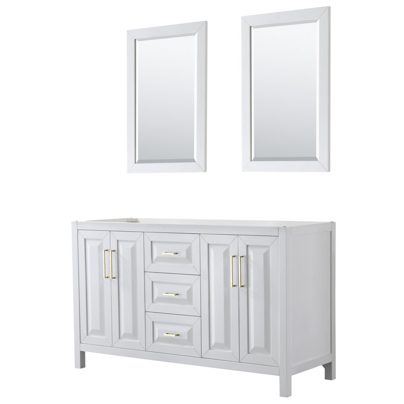 Daria 59'' W Double Bathroom Vanity Base, White/Gold