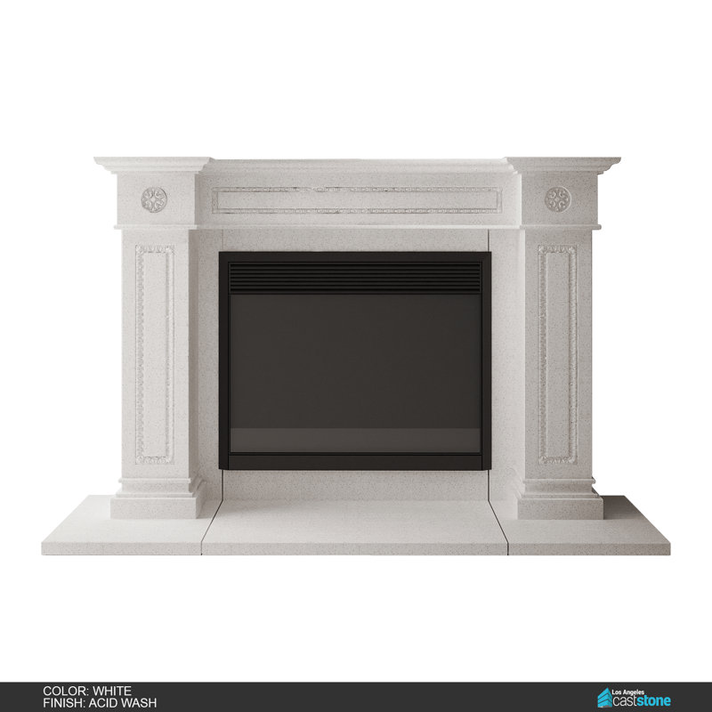 Berlin Concrete Fireplace Surround, Acid Wash White