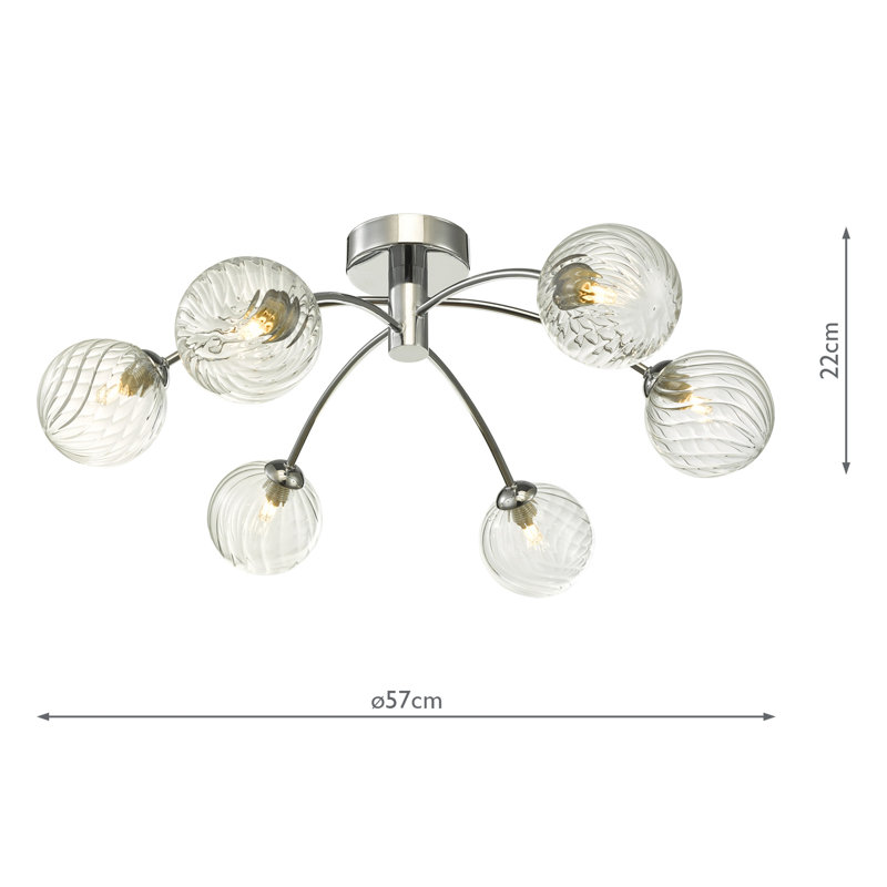 Flush Mount, 21.5" H x 57" W x 57" D, 6