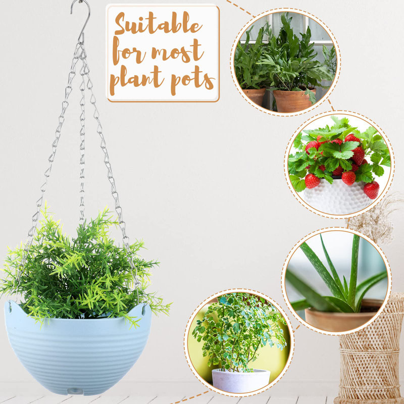 Colorful Resin Self-Watering Hanging Planters with Metal Chain, 8 Inch, 16 Pack