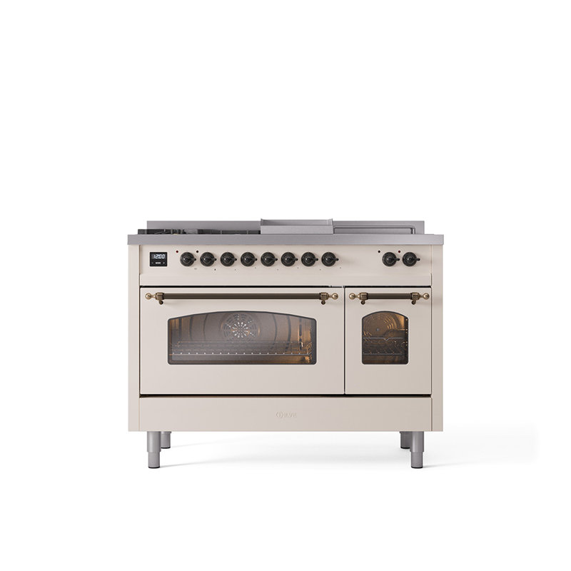 ILVE Nostalgie II 48 Dual Fuel Range, Natural Gas, Antique White/Bronze