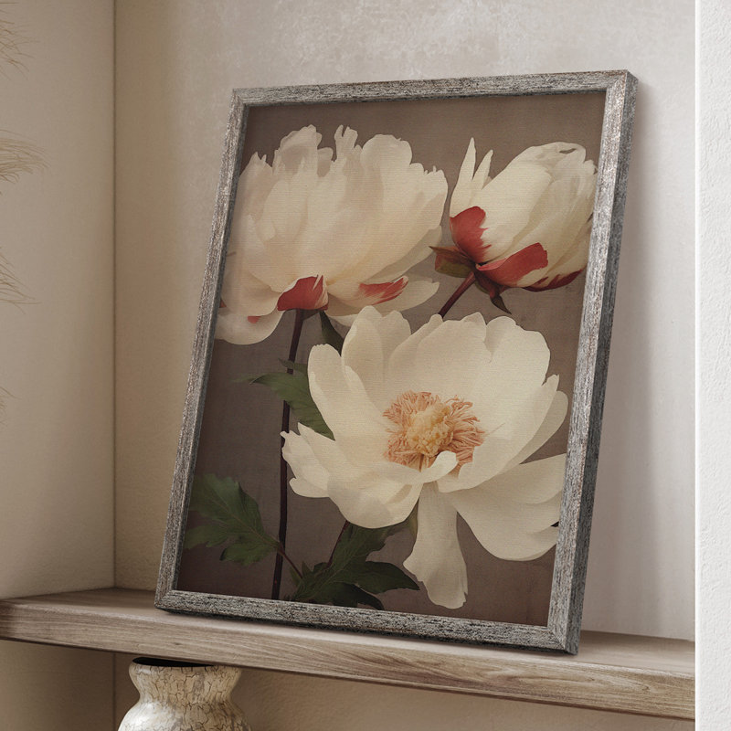 Impression encadrée rétro Vintage Floral Print III - bois massif