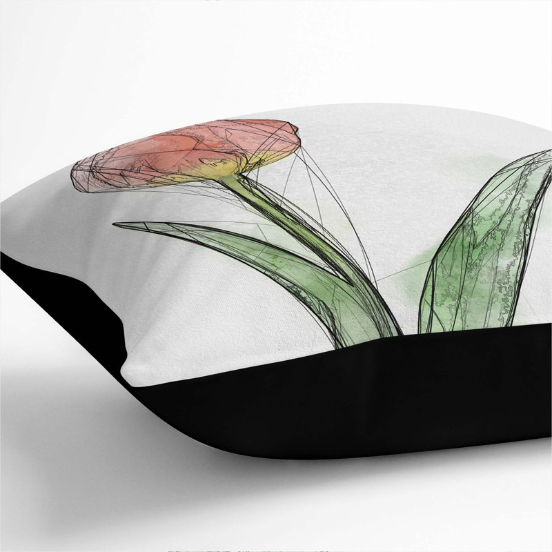 Floral Square Throw Cushion, 55cm H x 55cm W x 20cm D, Black