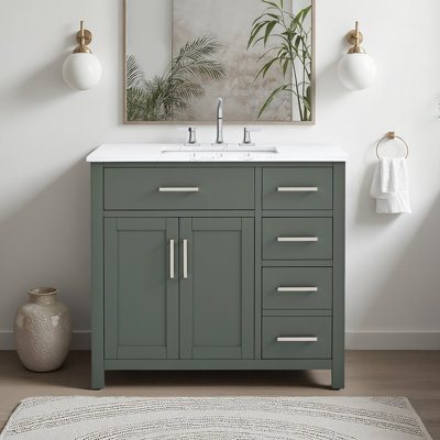 Ensemble de meuble-lavabo simple 36 po avec plateau en marbre Tremolo