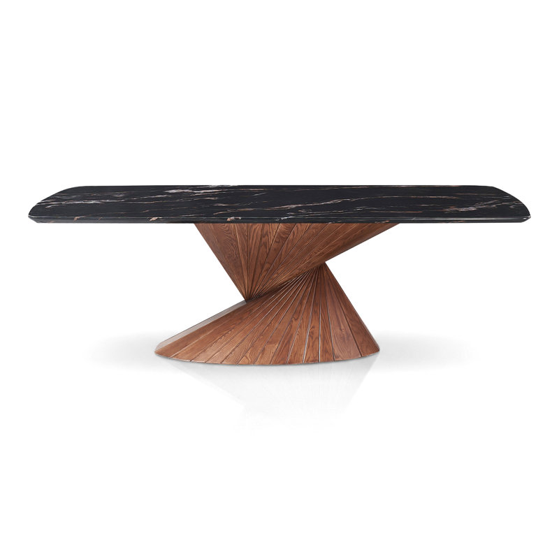 Table de salle à manger rectangulaire à dessus en pierre frittée Premier, Noir